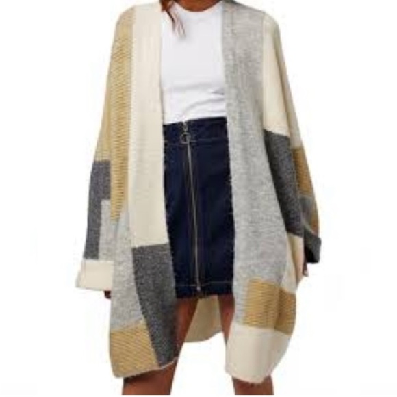 Topshop patchwork open front cardigan knit coat size 2 - Picture 1 of 8